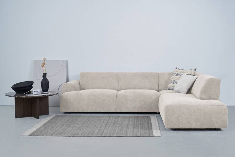 andas Ecksofa Linkka, Breite 282 cm, L-Form, in einem weichen Chenille-Stoff, mit Wellenunterfederung von andas
