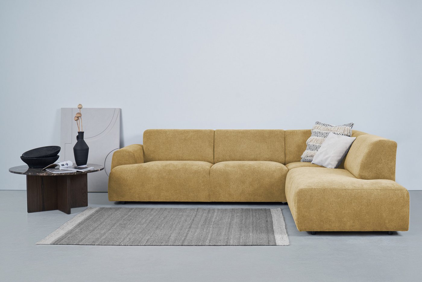 andas Ecksofa Linkka, Breite 282 cm, L-Form, in einem weichen Chenille-Stoff, mit Wellenunterfederung andas Ecksofa Linkka, Breite 282 cm, L-Form, in einem weichen Chenille-Stoff, mit Wellenunterfederung von andas