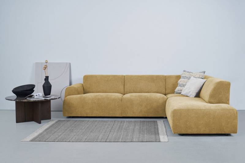 andas Ecksofa Linkka, Breite 282 cm, L-Form, in einem weichen Chenille-Stoff, mit Wellenunterfederung von andas