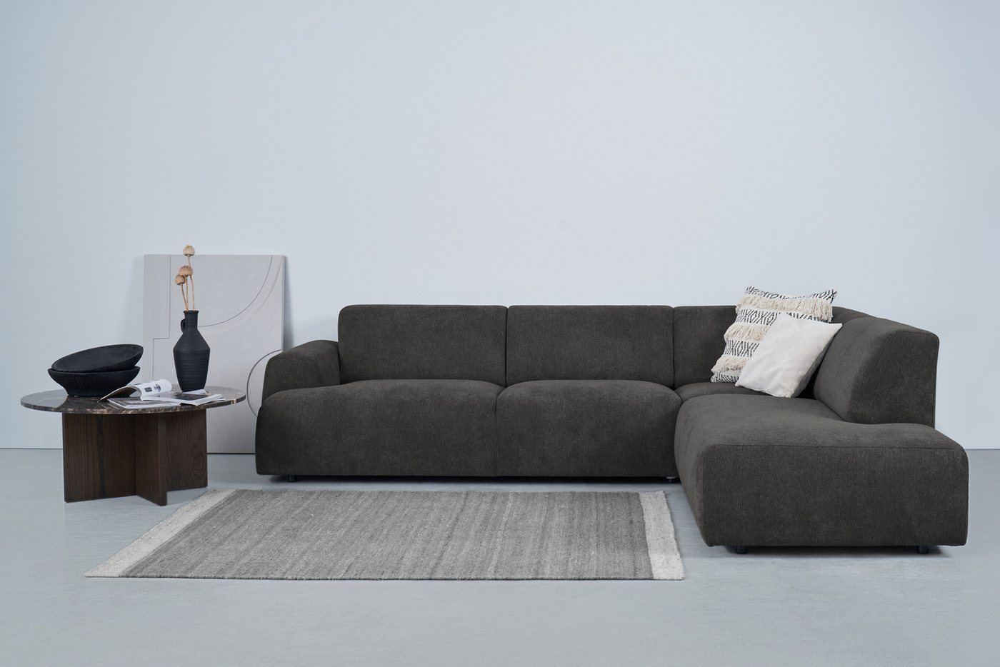 andas Ecksofa Linkka, Breite 282 cm, L-Form, in einem weichen Chenille-Stoff, mit Wellenunterfederung andas Ecksofa Linkka, Breite 282 cm, L-Form, in einem weichen Chenille-Stoff, mit Wellenunterfederung von andas