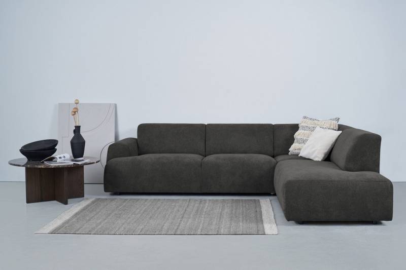 andas Ecksofa Linkka, Breite 282 cm, L-Form, in einem weichen Chenille-Stoff, mit Wellenunterfederung von andas