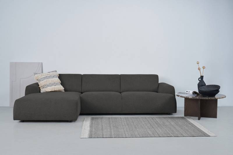 andas Ecksofa Linkka, Breite 301 cm, L-Form, in einem weichen Chenille-Stoff, mit Wellenunterfederung von andas