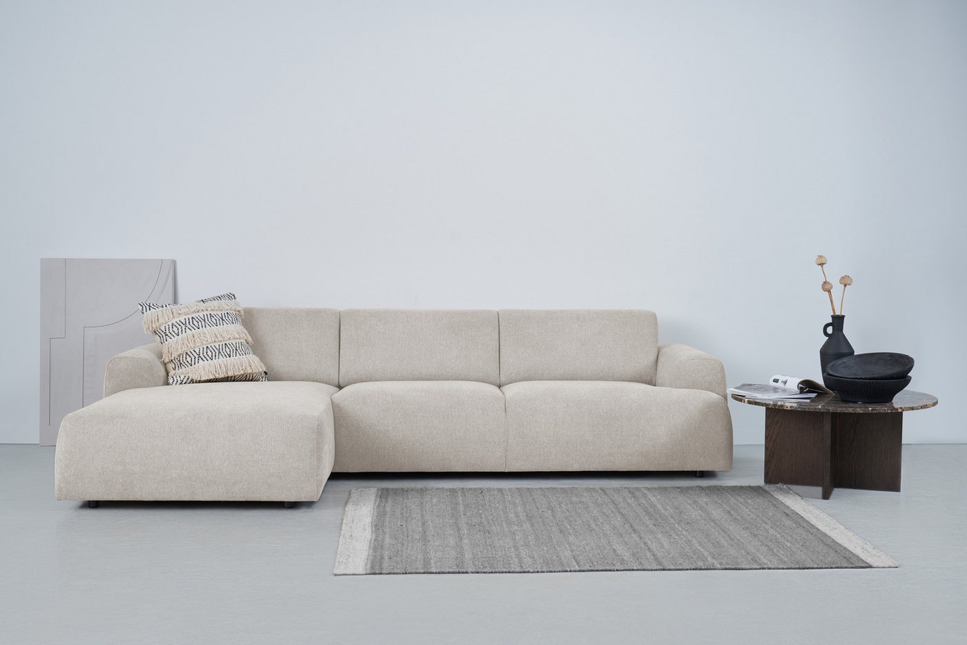 andas Ecksofa Linkka, Breite 301 cm, L-Form, in einem weichen Chenille-Stoff, mit Wellenunterfederung andas Ecksofa Linkka, Breite 301 cm, L-Form, in einem weichen Chenille-Stoff, mit Wellenunterfederung von andas