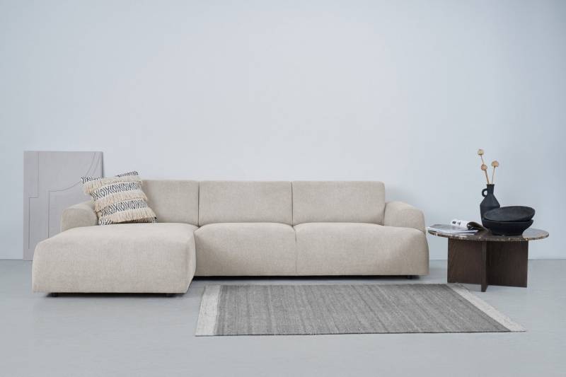 andas Ecksofa Linkka, Breite 301 cm, L-Form, in einem weichen Chenille-Stoff, mit Wellenunterfederung von andas