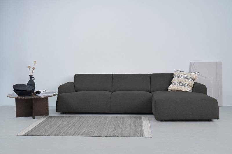 andas Ecksofa Linkka, Breite 301 cm, L-Form, in einem weichen Chenille-Stoff, mit Wellenunterfederung von andas