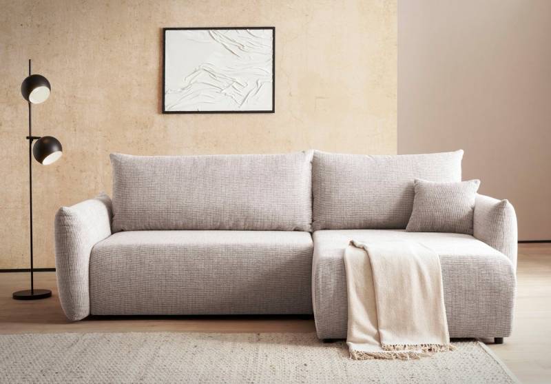 INOSIGN Ecksofa MAVAS Schlafsofa mit Bettkasten, L-Form, ca.257/127cm (Liegefläche 212/145 cm), Cord, Chenille, Struktur von INOSIGN