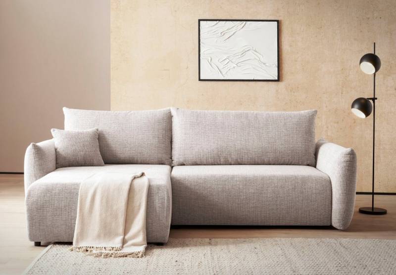 INOSIGN Ecksofa MAVAS Schlafsofa mit Bettkasten, L-Form, ca.257/127cm (Liegefläche 212/145 cm), Cord, Chenille, Struktur von INOSIGN