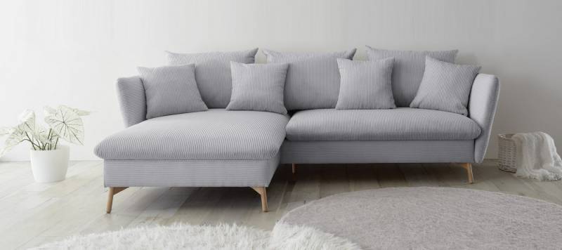 andas Ecksofa MERLE, 258 cm, L-Form, traumhafter Cord, mit Bettfunktion und Bettkasten, Liegefläche 224 x 139 von andas