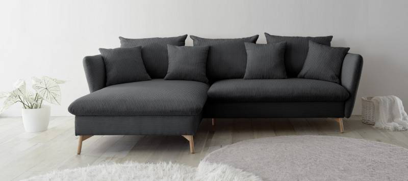 andas Ecksofa MERLE, 258 cm, L-Form, traumhafter Cord, mit Bettfunktion und Bettkasten, Liegefläche 224 x 139 von andas