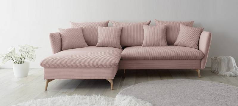 andas Ecksofa MERLE, 258 cm, L-Form, traumhafter Cord, mit Bettfunktion und Bettkasten, Liegefläche 224 x 139 von andas