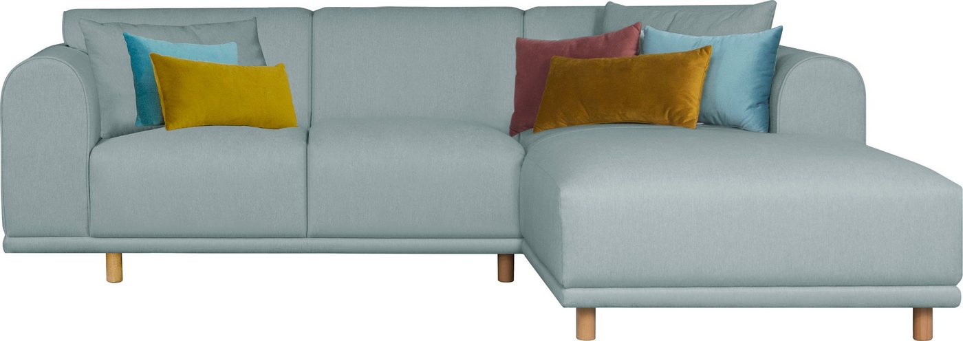 andas Ecksofa Maroon L-Form, in skandinavischem Design, mit losen Kissen von andas