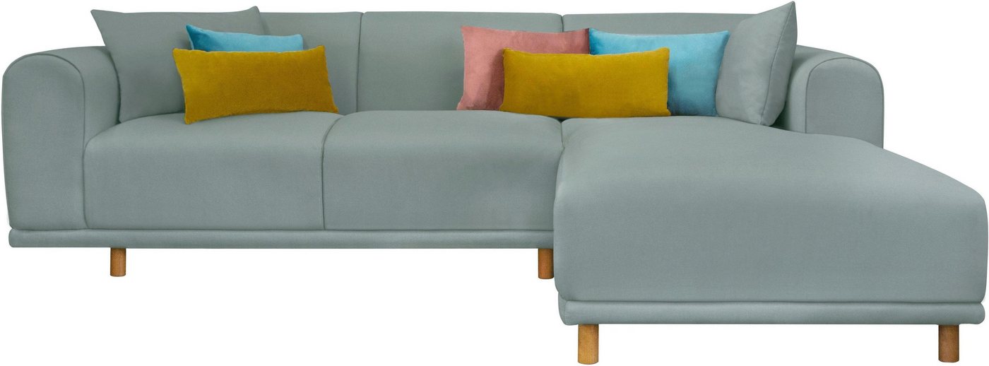 andas Ecksofa Maroon L-Form, in skandinavischem Design, mit losen Kissen von andas