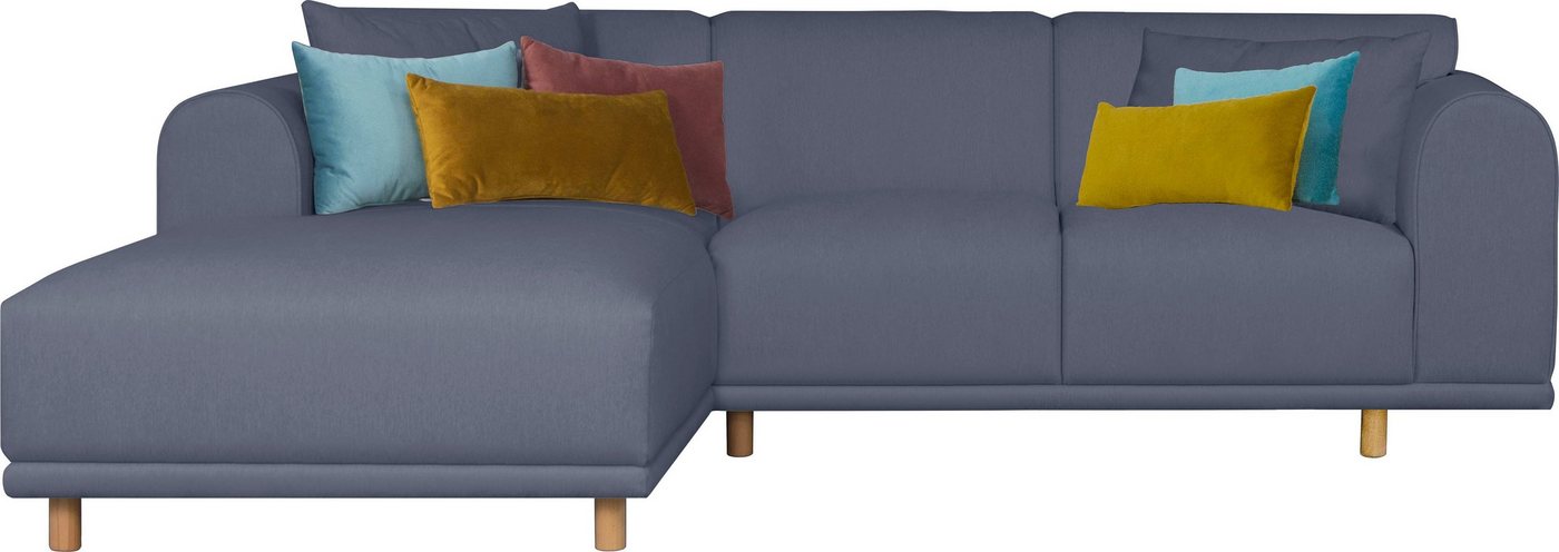 andas Ecksofa Maroon L-Form, in skandinavischem Design, mit losen Kissen von andas