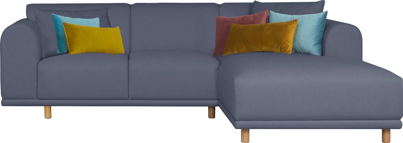 andas Ecksofa Maroon L-Form, in skandinavischem Design, mit losen Kissen von andas