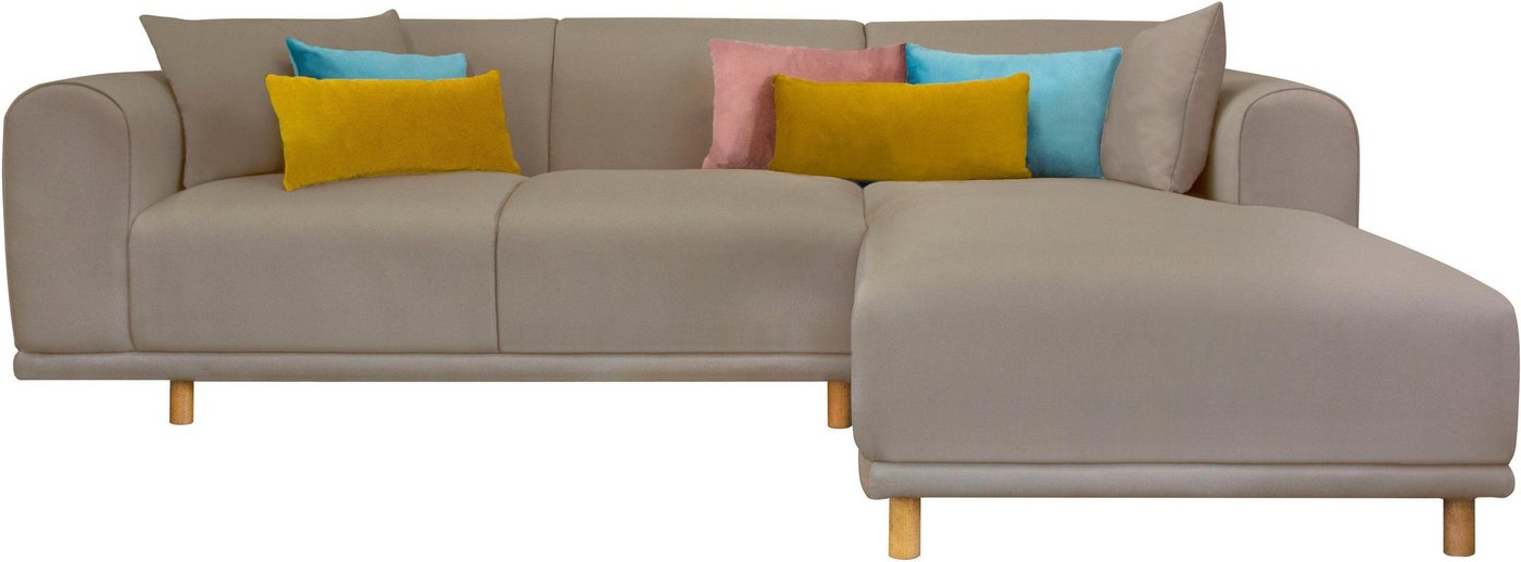 andas Ecksofa Maroon L-Form, in skandinavischem Design, mit losen Kissen von andas