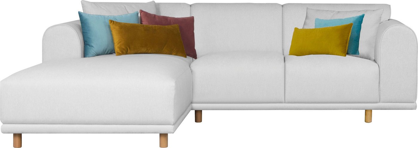 andas Ecksofa Maroon L-Form, in skandinavischem Design, mit losen Kissen von andas