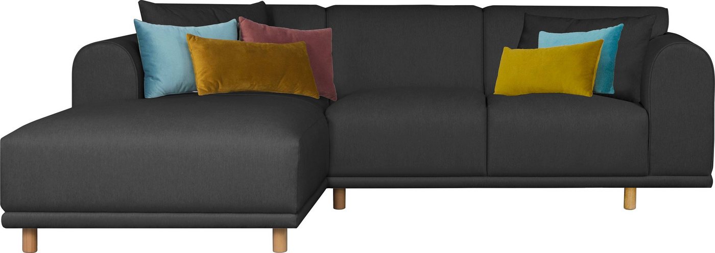 andas Ecksofa Maroon L-Form, in skandinavischem Design, mit losen Kissen von andas