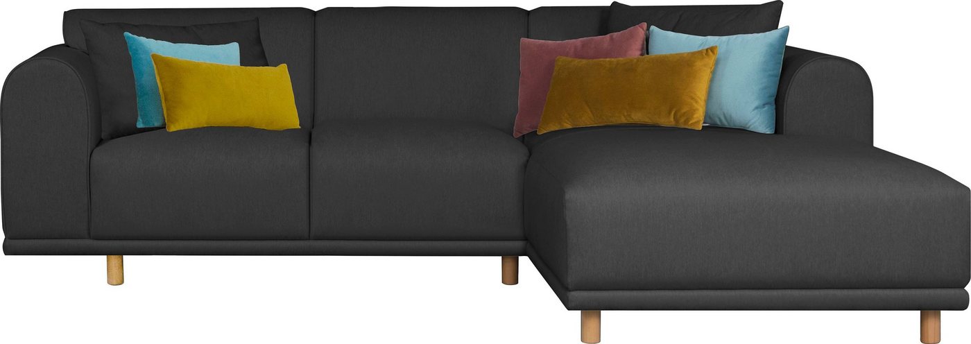 andas Ecksofa Maroon L-Form, in skandinavischem Design, mit losen Kissen von andas