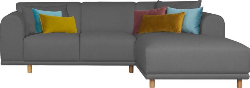 andas Ecksofa Maroon L-Form, in skandinavischem Design, mit losen Kissen von andas