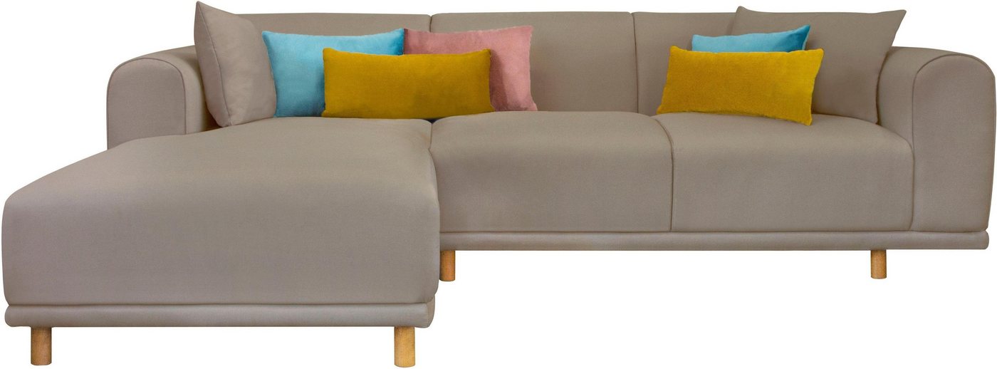 andas Ecksofa Maroon L-Form, in skandinavischem Design, mit losen Kissen von andas