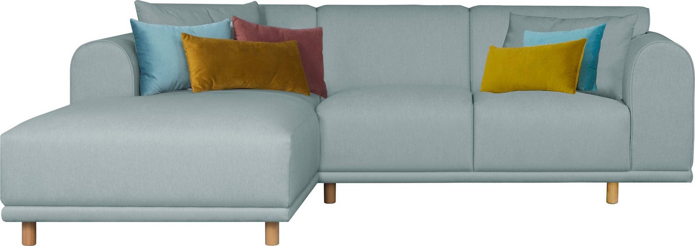 andas Ecksofa Maroon L-Form, in skandinavischem Design, mit losen Kissen von andas