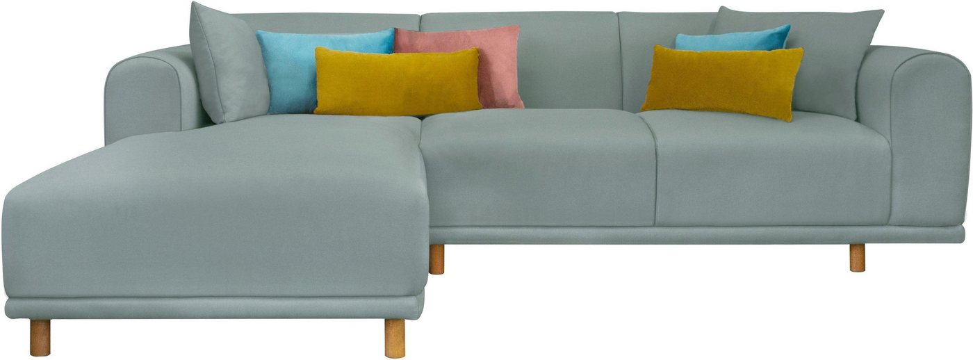 andas Ecksofa Maroon L-Form, in skandinavischem Design, mit losen Kissen von andas