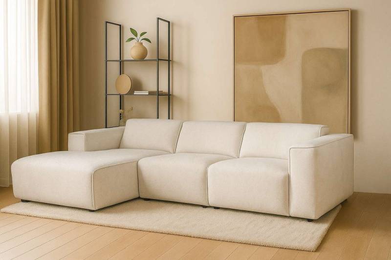 andas Ecksofa Noord, L-Form, mit Kedernaht, Breite 281 cm, Cord, Struktur, Webstoff von andas