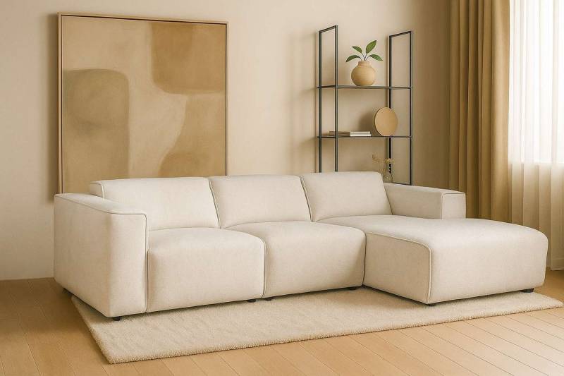 andas Ecksofa Noord, L-Form, mit Kedernaht, Breite 281 cm, Cord, Struktur, Webstoff von andas