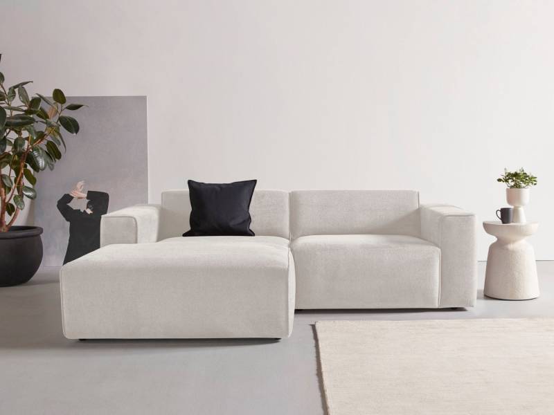 andas Ecksofa Noord mit Kedernaht, Breite 234 cm, Cord, Struktur, Webstoff, mit Wellenunterfederung, Massivholzrahmen von andas