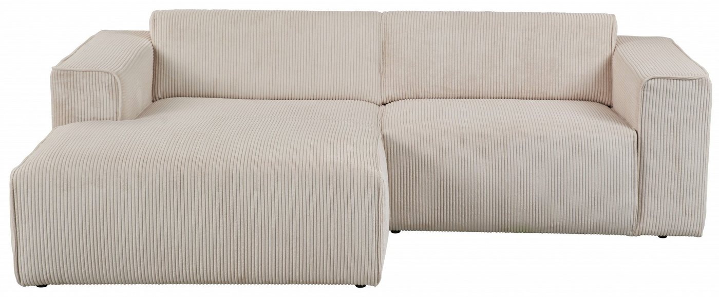 andas Ecksofa Noord, 234 cm, mit Kedernaht, Cord, Luxus-Microfaser, Struktur, Struktur grob von andas