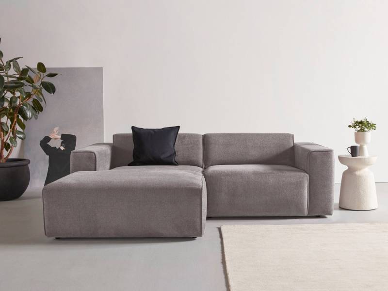 andas Ecksofa Noord, 234 cm, mit Kedernaht, Cord, Luxus-Microfaser, Struktur, Struktur grob von andas