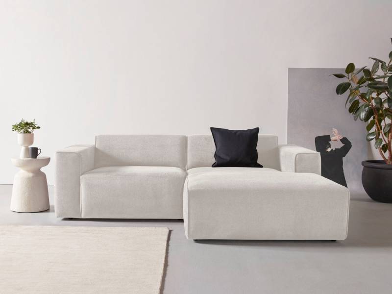 andas Ecksofa Noord mit Kedernaht, Breite 234 cm, L-Form, Cord, Struktur, Webstoff, mit Wellenunterfederung, Massivholzrahmen von andas