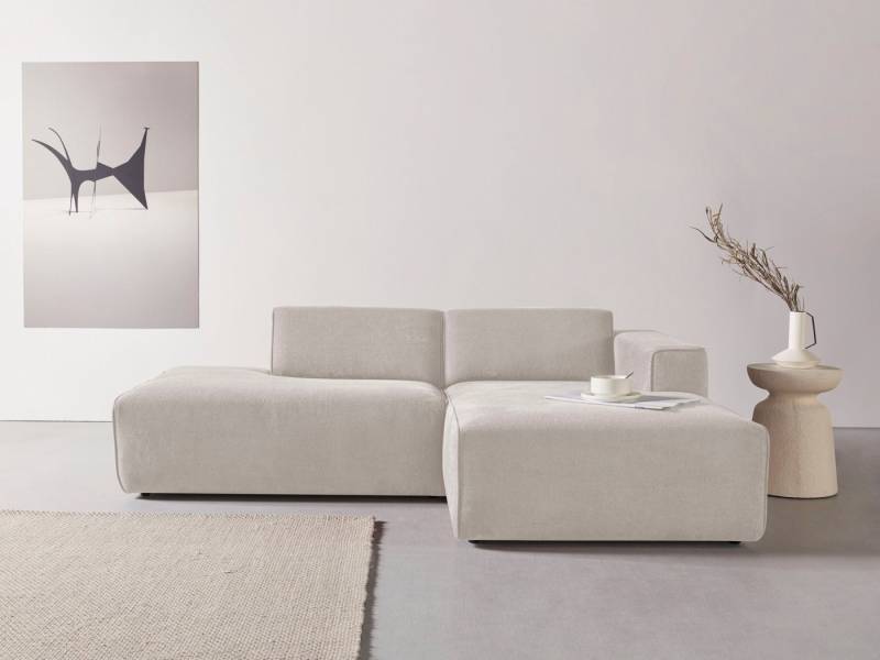 andas Ecksofa Noord, mit Kedernaht, Breite 227 cm, Cord, Struktur, Webstoff von andas