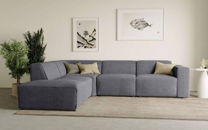 andas Ecksofa Noord mit Kedernaht, Breite 282 cm, Cord, Struktur, Webstoff, mit Wellenunterfederung, Massivholzrahmen von andas