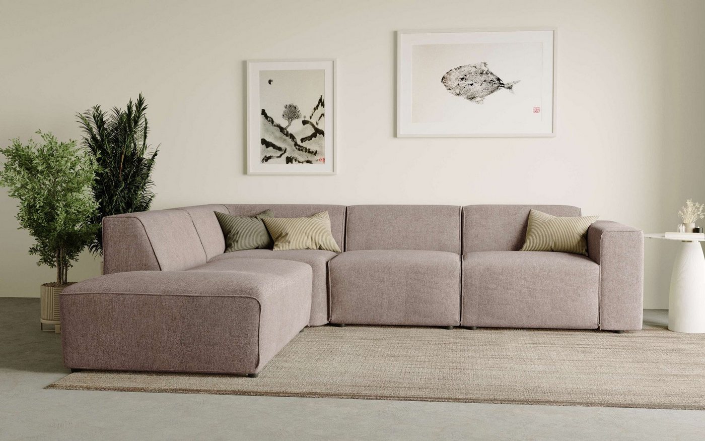 andas Ecksofa Noord mit Kedernaht, Breite 282 cm, Cord, Struktur, Webstoff, mit Wellenunterfederung, Massivholzrahmen andas Ecksofa Noord mit Kedernaht, Breite 282 cm, Cord, Struktur, Webstoff, mit Wellenunterfederung, Massivholzrahmen von andas