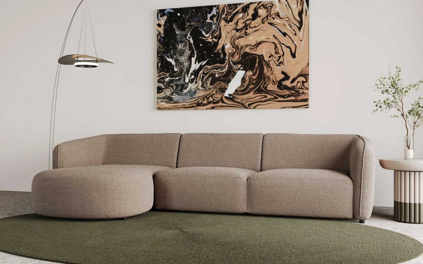 andas Ecksofa Ostrup, schlichtes modernes Design, in verschiedenen Farben von andas