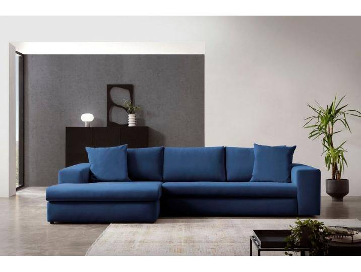 andas Ecksofa SLEETLAND XXL in Samtvelours oder Vintage-Leder-Optik, L-Form, besonders groß und bequem, blau, Navy blue andas Ecksofa SLEETLAND XXL in Samtvelours oder Vintage-Leder-Optik, L-Form, besonders groß und bequem, blau, Navy blue von andas