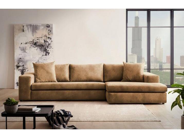 andas Ecksofa SLEETLAND XXL in Samtvelours oder Vintage-Leder-Optik, L-Form, besonders groß und bequem, braun, Cognac andas Ecksofa SLEETLAND XXL in Samtvelours oder Vintage-Leder-Optik, L-Form, besonders groß und bequem, braun, Cognac von andas