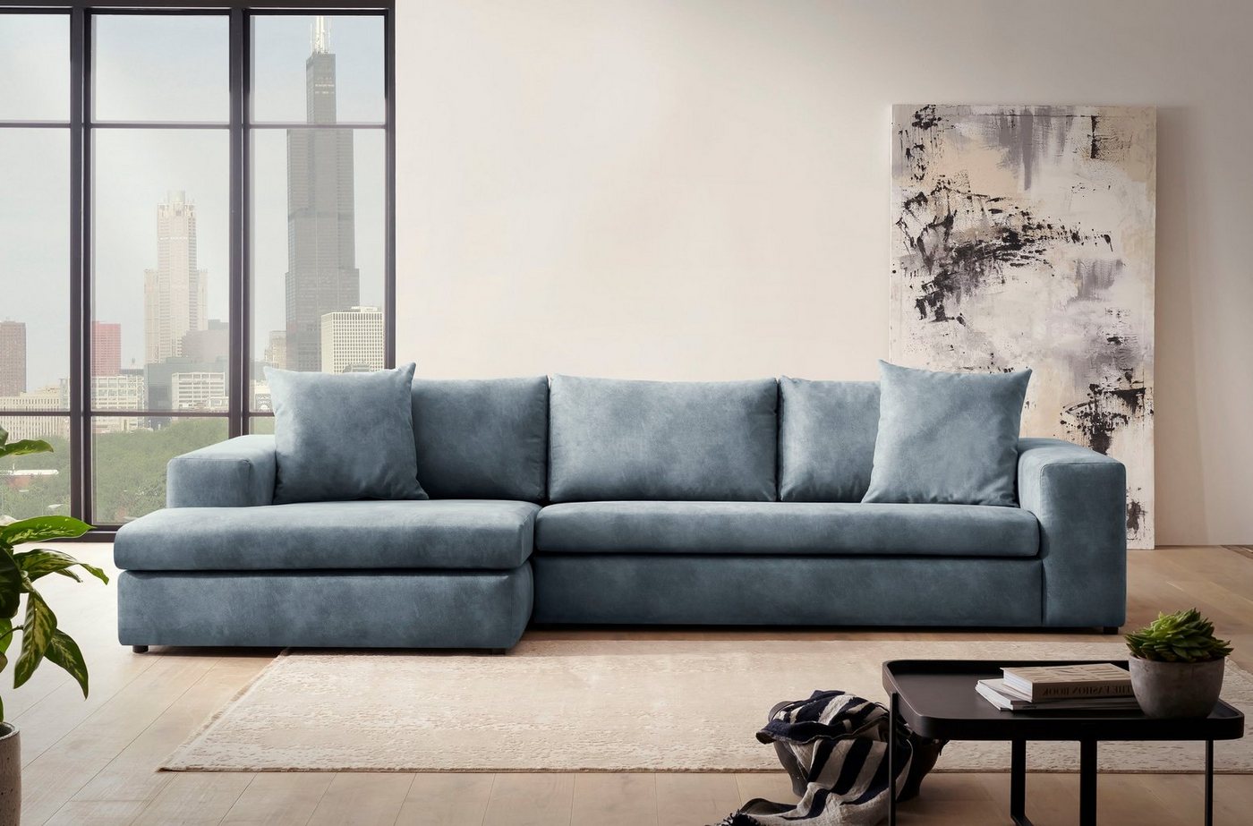 andas Ecksofa SLEETLAND XXL in Samtvelours oder Vintage-Leder-Optik, L-Form, besonders groß und bequem andas Ecksofa SLEETLAND XXL in Samtvelours oder Vintage-Leder-Optik, L-Form, besonders groß und bequem von andas