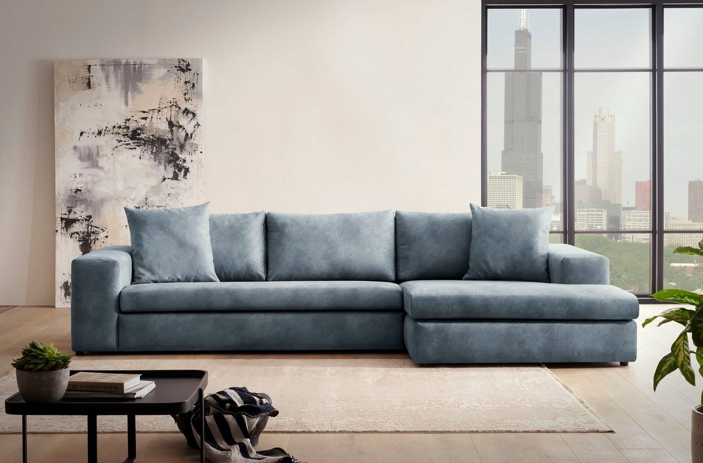 andas Ecksofa SLEETLAND XXL in Samtvelours oder Vintage-Leder-Optik, L-Form, besonders groß und bequem andas Ecksofa SLEETLAND XXL in Samtvelours oder Vintage-Leder-Optik, L-Form, besonders groß und bequem von andas