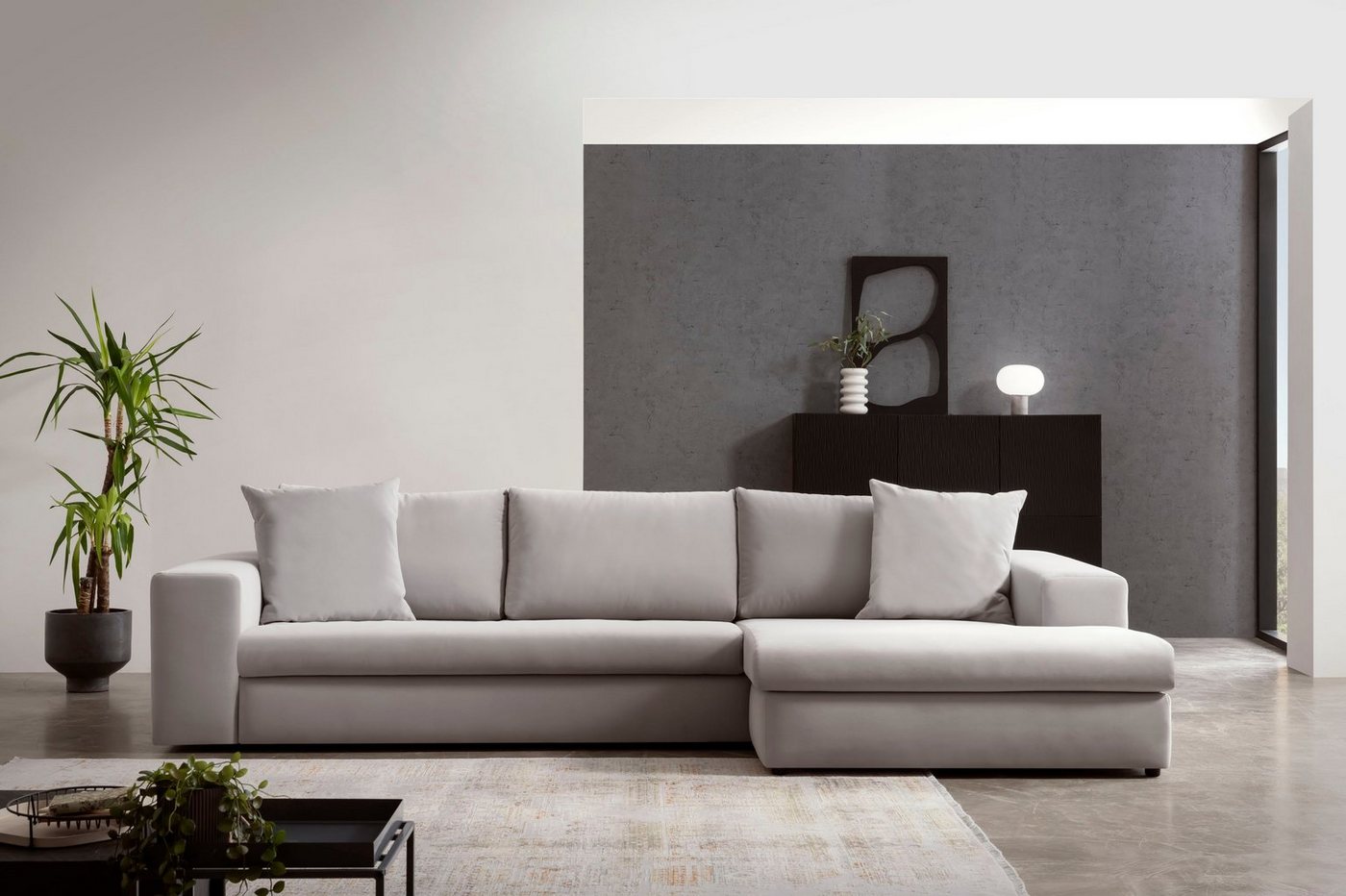 andas Ecksofa SLEETLAND XXL in Samtvelours oder Vintage-Leder-Optik, L-Form, besonders groß und bequem andas Ecksofa SLEETLAND XXL in Samtvelours oder Vintage-Leder-Optik, L-Form, besonders groß und bequem von andas