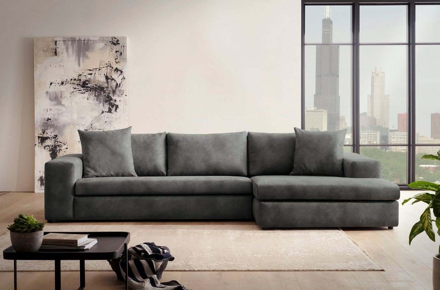 andas Ecksofa SLEETLAND XXL in Samtvelours oder Vintage-Leder-Optik, L-Form, besonders groß und bequem andas Ecksofa SLEETLAND XXL in Samtvelours oder Vintage-Leder-Optik, L-Form, besonders groß und bequem von andas