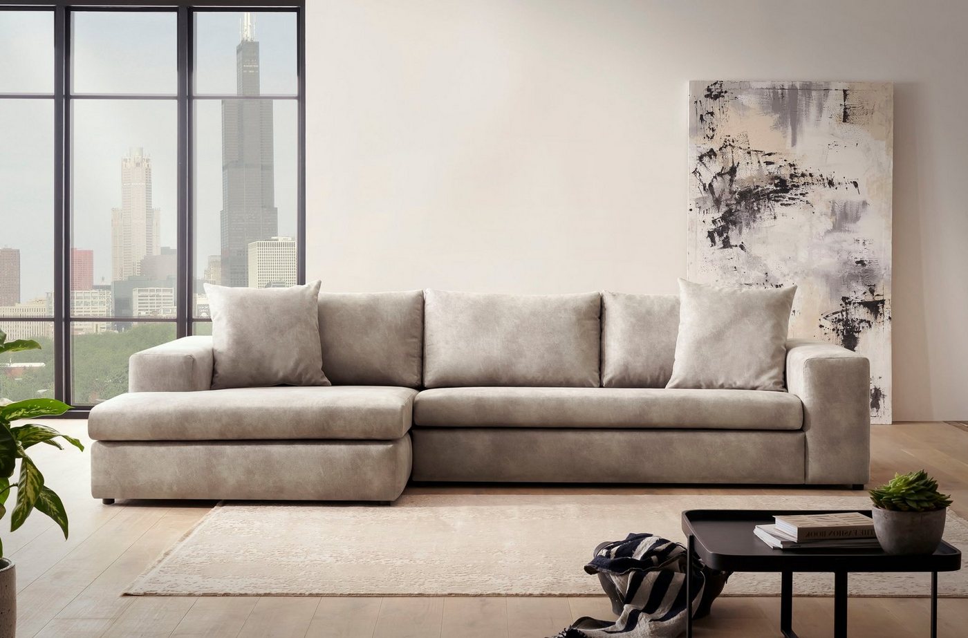 andas Ecksofa SLEETLAND XXL in Samtvelours oder Vintage-Leder-Optik, L-Form, besonders groß und bequem andas Ecksofa SLEETLAND XXL in Samtvelours oder Vintage-Leder-Optik, L-Form, besonders groß und bequem von andas