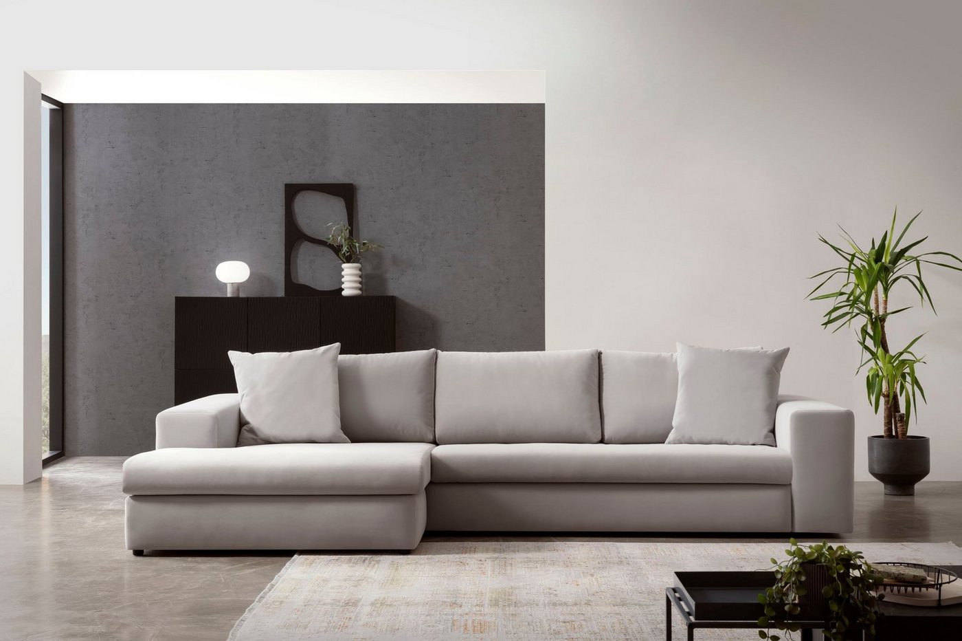 andas Ecksofa SLEETLAND XXL in Samtvelours oder Vintage-Leder-Optik, L-Form, besonders groß und bequem andas Ecksofa SLEETLAND XXL in Samtvelours oder Vintage-Leder-Optik, L-Form, besonders groß und bequem von andas