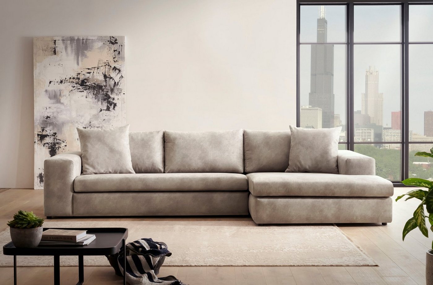 andas Ecksofa SLEETLAND XXL in Samtvelours oder Vintage-Leder-Optik, L-Form, besonders groß und bequem andas Ecksofa SLEETLAND XXL in Samtvelours oder Vintage-Leder-Optik, L-Form, besonders groß und bequem von andas