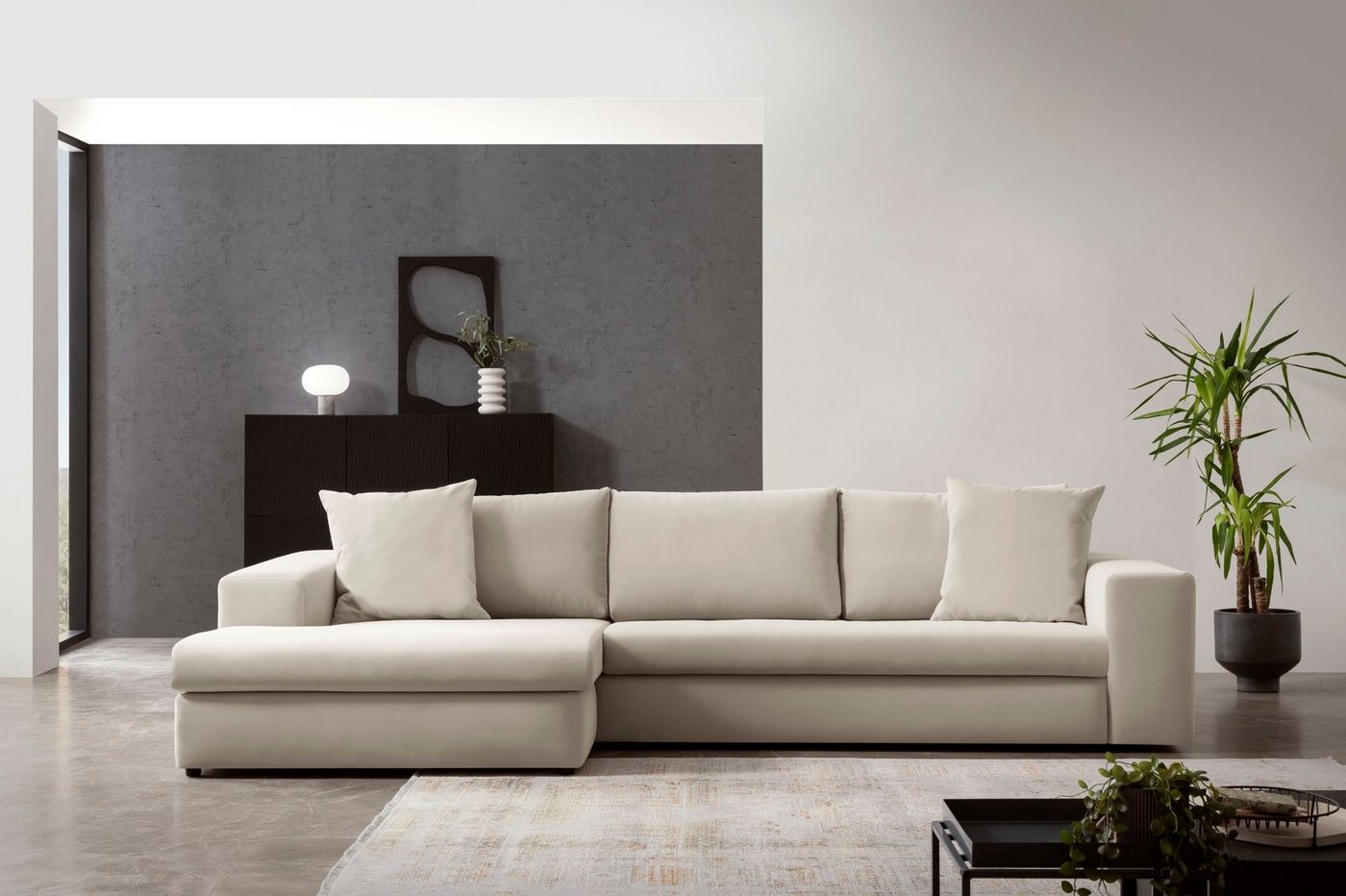 andas Ecksofa SLEETLAND XXL in Samtvelours oder Vintage-Leder-Optik, L-Form, besonders groß und bequem andas Ecksofa SLEETLAND XXL in Samtvelours oder Vintage-Leder-Optik, L-Form, besonders groß und bequem von andas