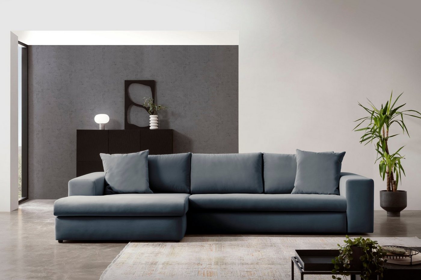 andas Ecksofa SLEETLAND XXL in Samtvelours oder Vintage-Leder-Optik, L-Form, besonders groß und bequem andas Ecksofa SLEETLAND XXL in Samtvelours oder Vintage-Leder-Optik, L-Form, besonders groß und bequem von andas