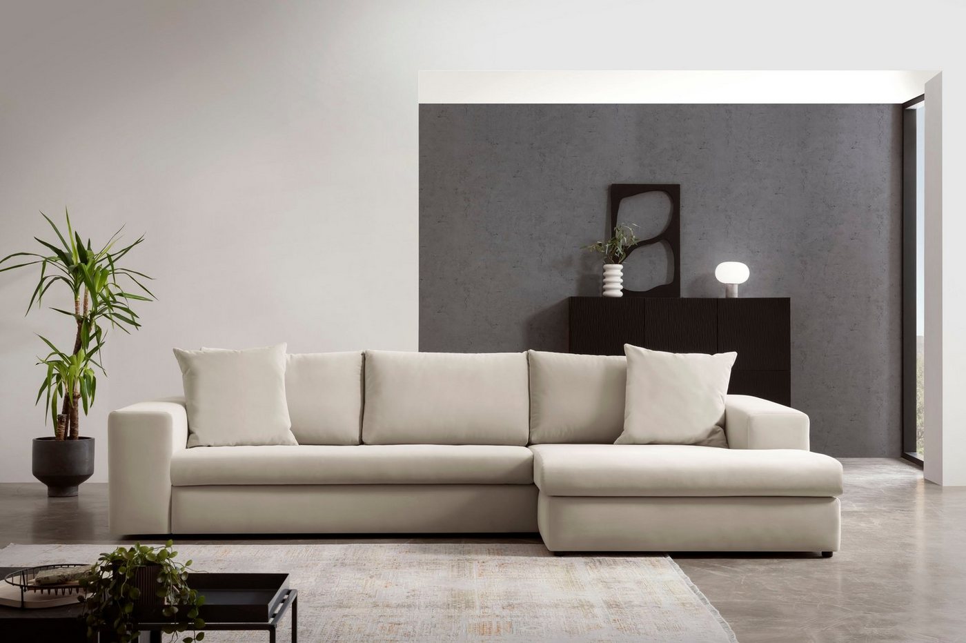 andas Ecksofa SLEETLAND XXL in Samtvelours oder Vintage-Leder-Optik, L-Form, besonders groß und bequem andas Ecksofa SLEETLAND XXL in Samtvelours oder Vintage-Leder-Optik, L-Form, besonders groß und bequem von andas
