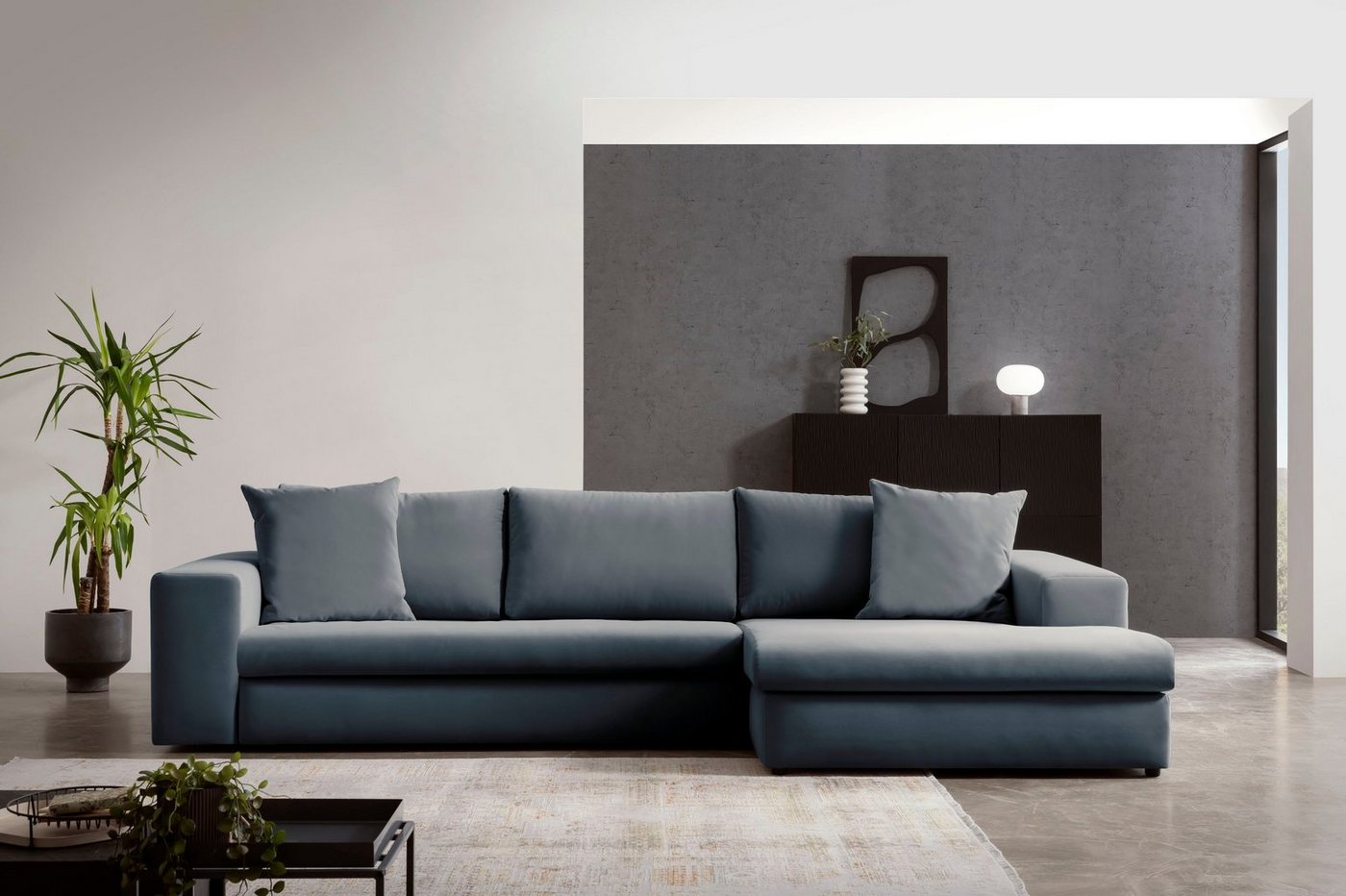 andas Ecksofa SLEETLAND XXL in Samtvelours oder Vintage-Leder-Optik, L-Form, besonders groß und bequem andas Ecksofa SLEETLAND XXL in Samtvelours oder Vintage-Leder-Optik, L-Form, besonders groß und bequem von andas