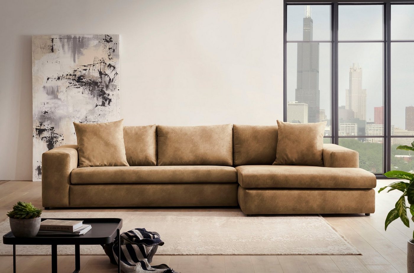 andas Ecksofa SLEETLAND XXL in Samtvelours oder Vintage-Leder-Optik, L-Form, besonders groß und bequem andas Ecksofa SLEETLAND XXL in Samtvelours oder Vintage-Leder-Optik, L-Form, besonders groß und bequem von andas